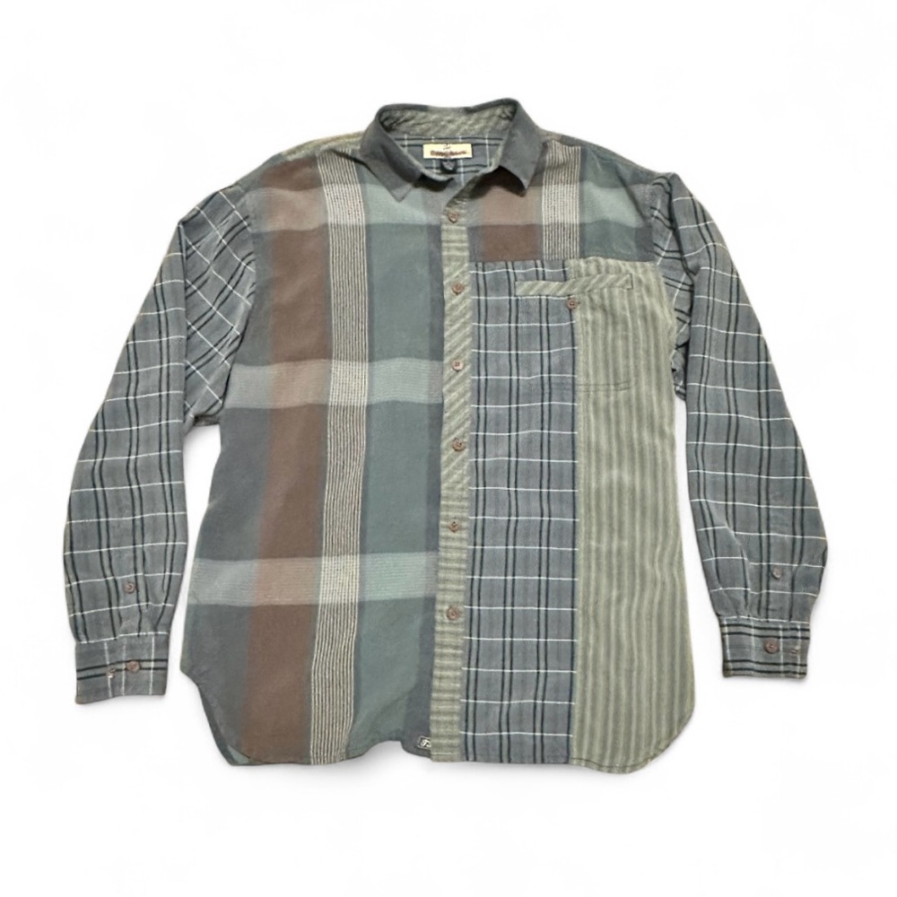 100% Silk Tommy Bahama Men's Patchwork Plaid Shirt